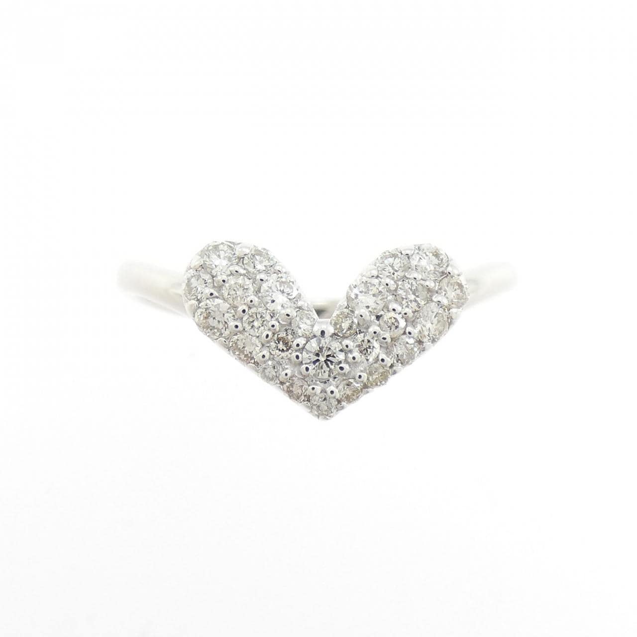 K10WG ハート パヴェ ダイヤモンド リング 0.30CT