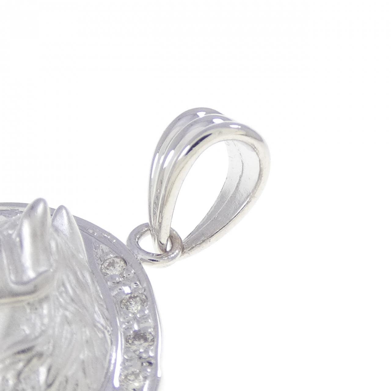 K18WG ホース ダイヤモンド ペンダント 0.13CT