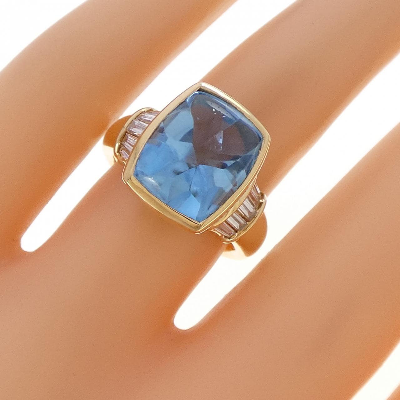 K18YG ブルートパーズ リング 7.54CT