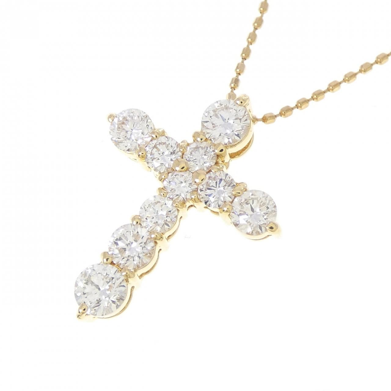 K18YG クロス ダイヤモンド ネックレス 1.00CT