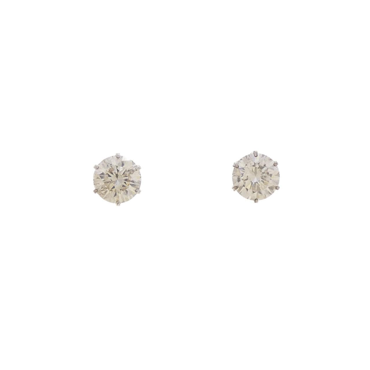 PT900 ソリティア ダイヤモンド ピアス 1.15CT