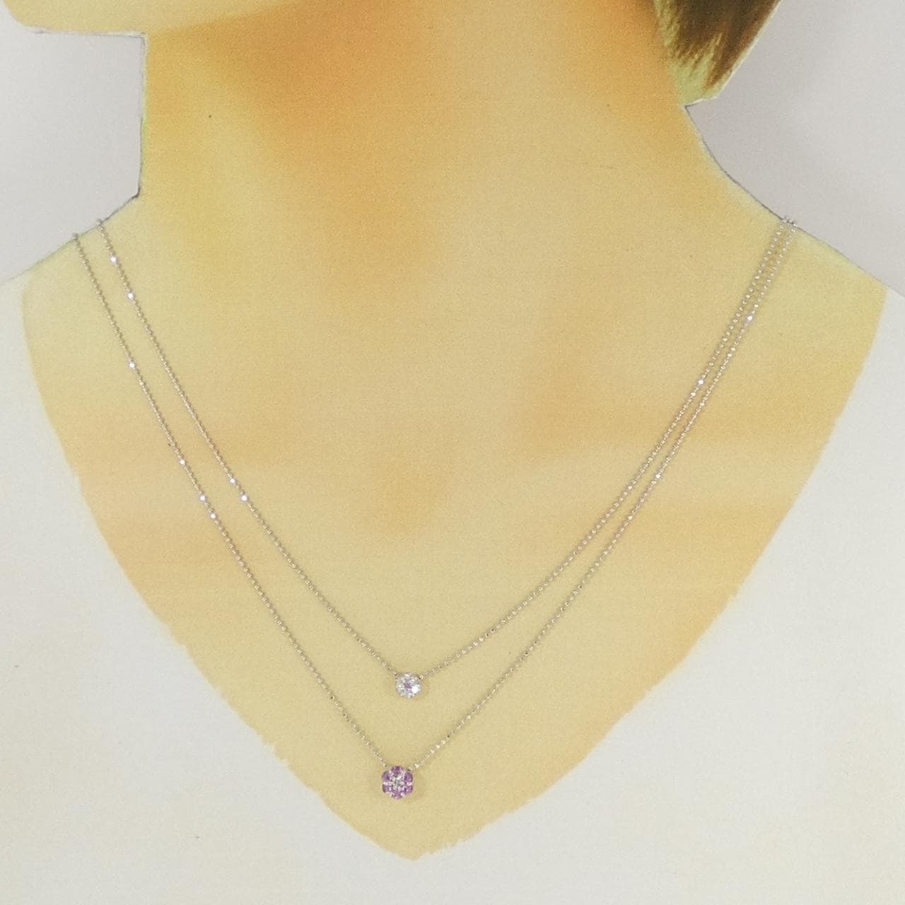 K18WG フラワー サファイヤ ネックレス 024CT