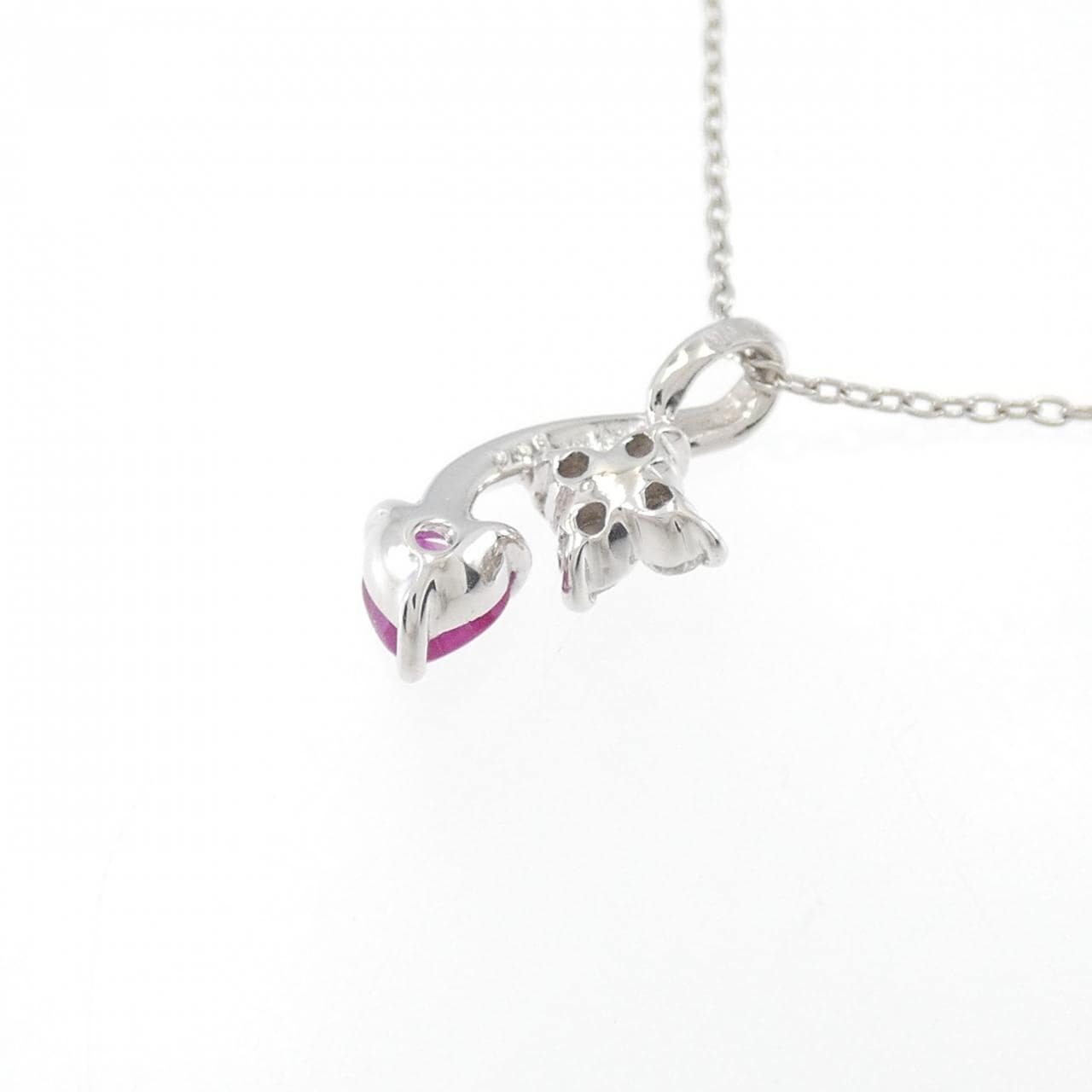K10WG Heart x Flower Ruby Necklace