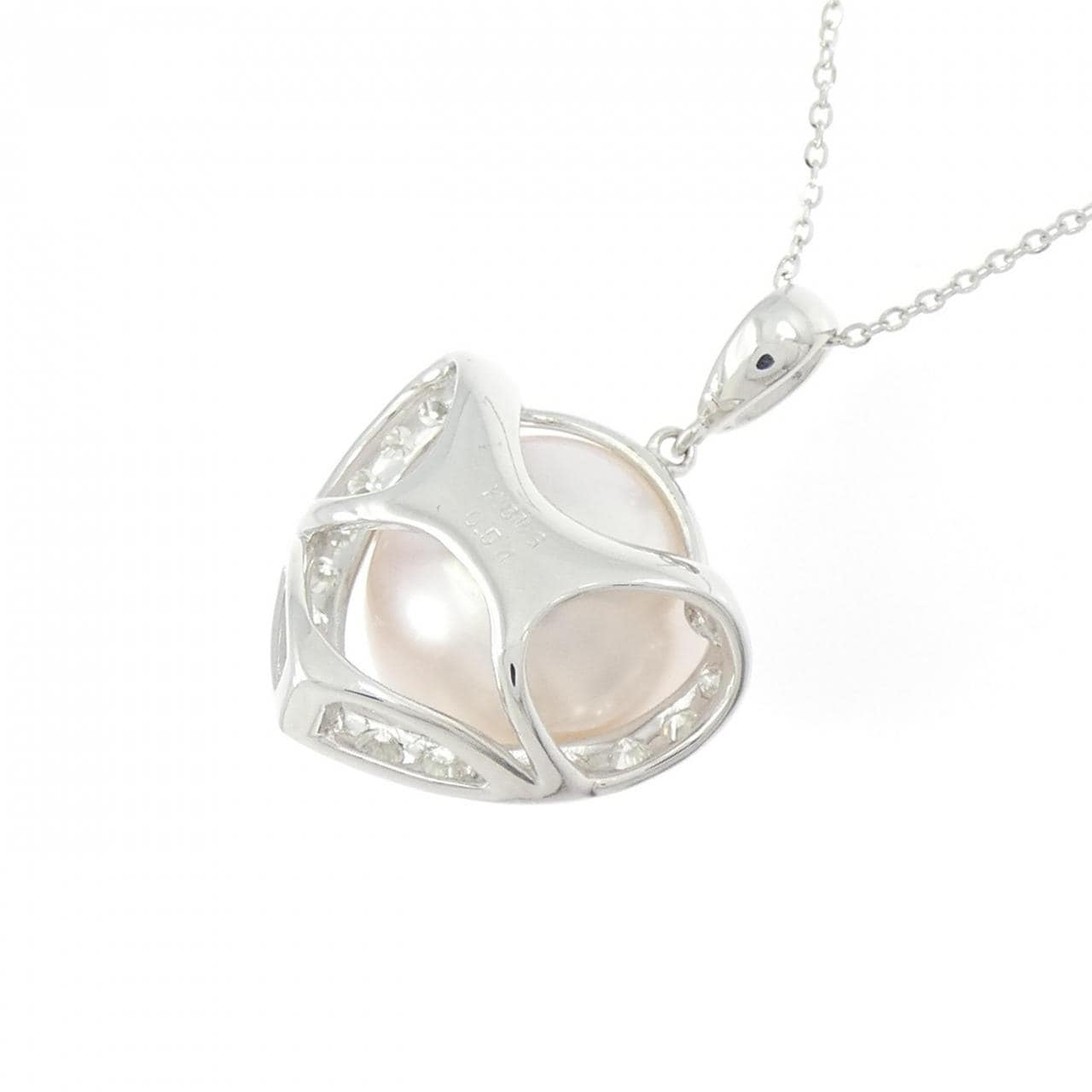 K18WG 白蝶パール ネックレス 13.4mm