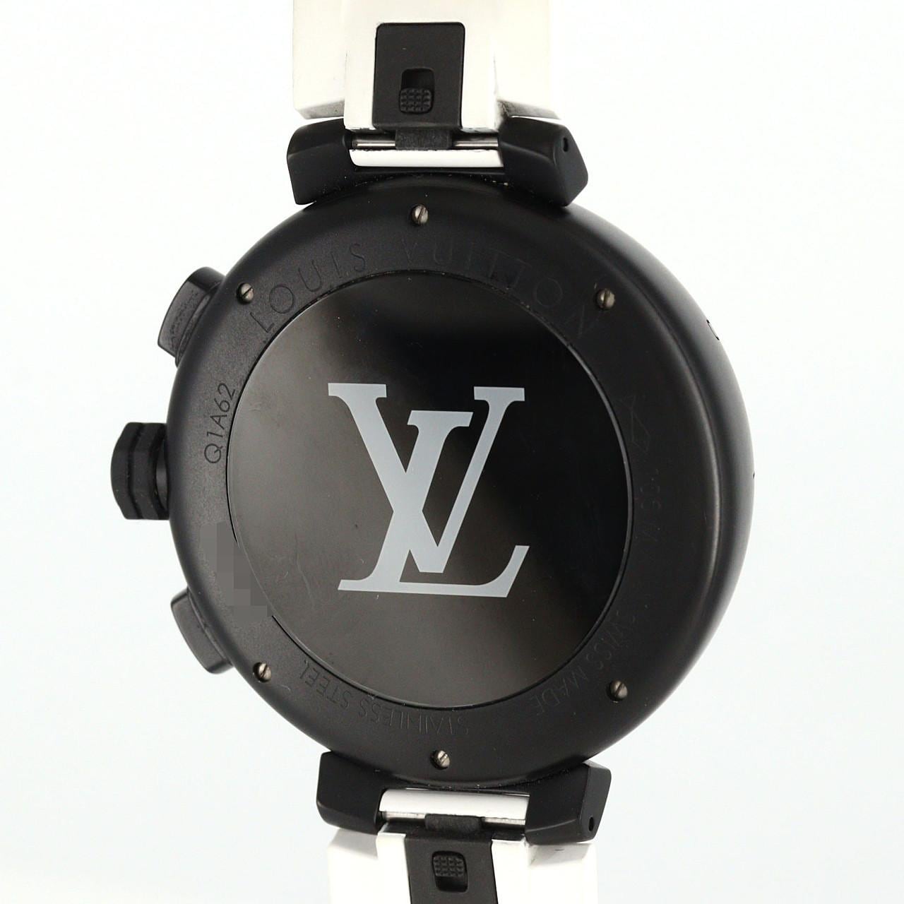 【ノーメンテナンス還元価格】ルイヴィトン タンブールオールブラッククロノグラフ Q1A62 SS 自動巻