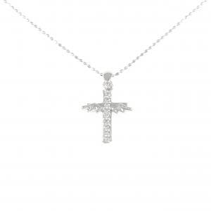 K18WG クロス×ウイング ダイヤモンド ネックレス 0.09CT