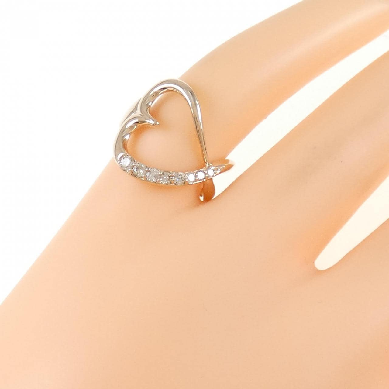 K18PG ハート ダイヤモンド ピンキー リング 0.18CT