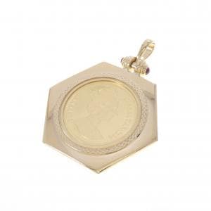 K18YG(枠) ルビー コイン ペンダント