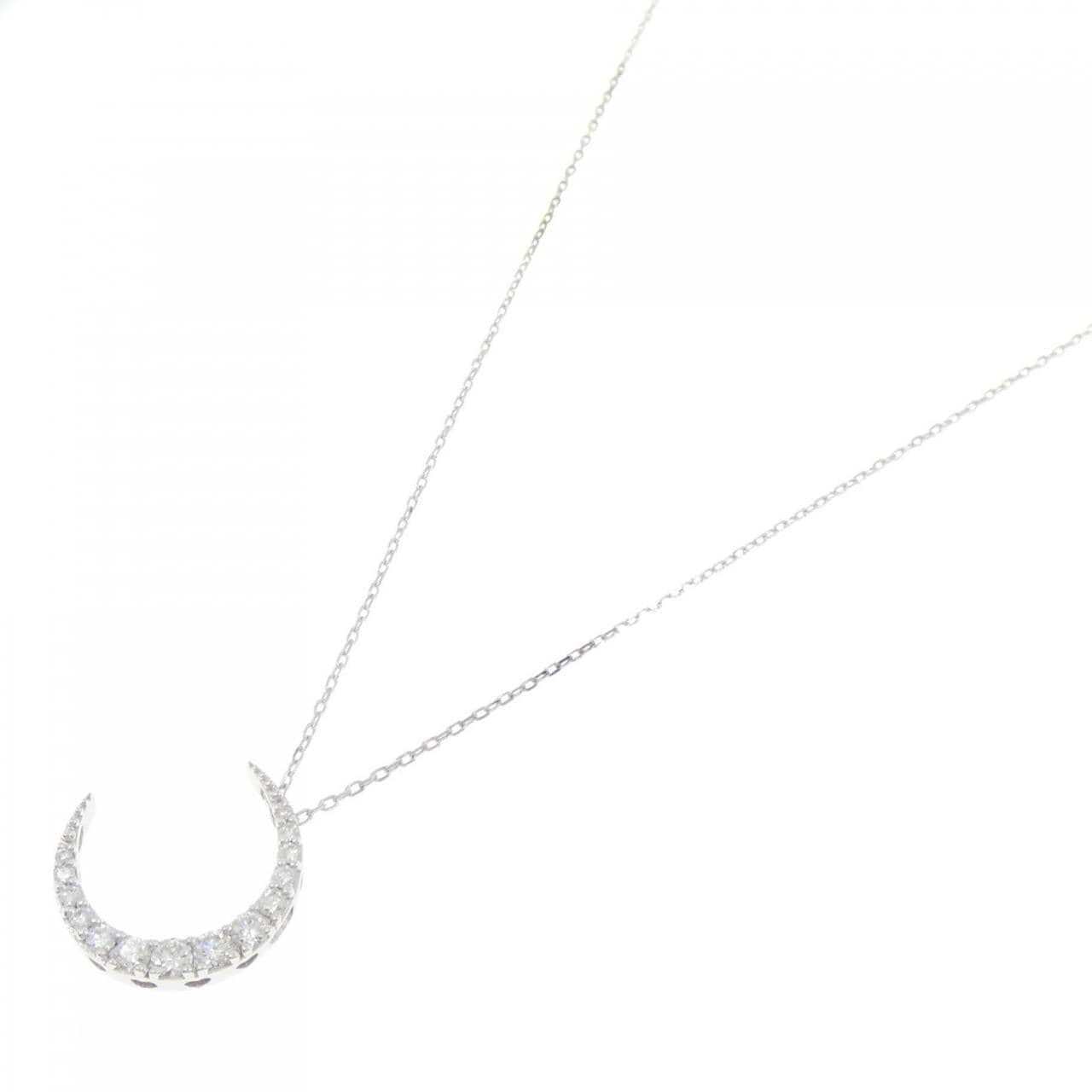 K18WG ムーン ダイヤモンド ネックレス 0.55CT