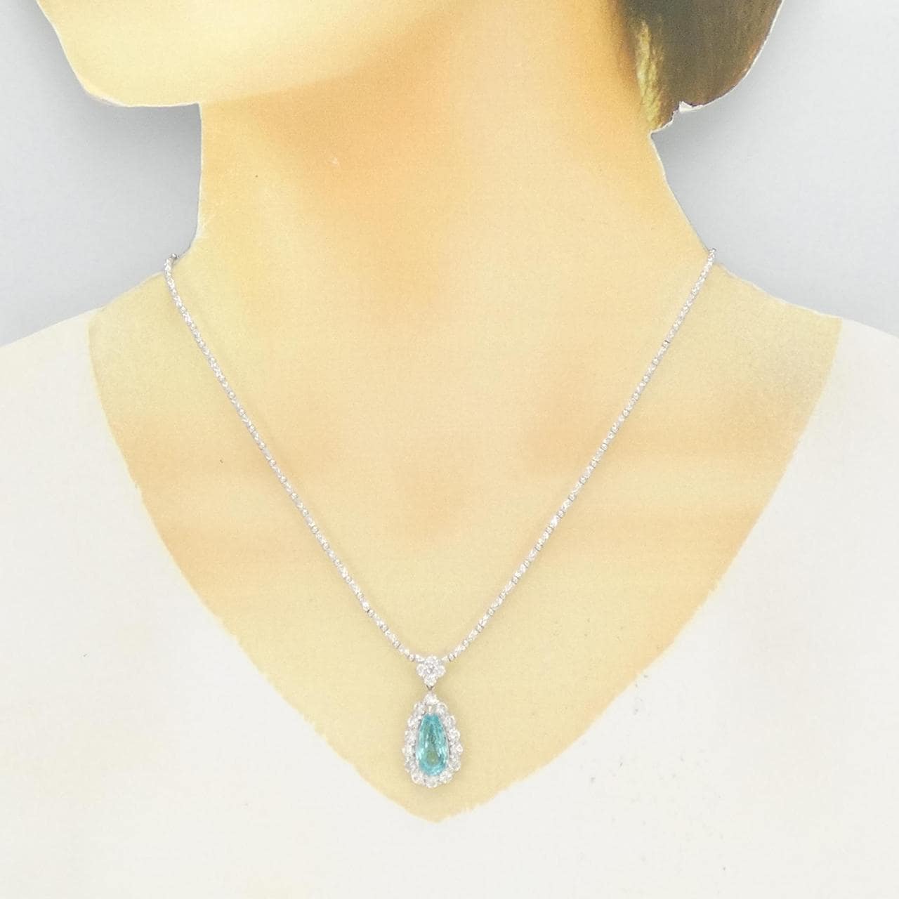 PT900/K18WG パライバトルマリン ネックレス 3.67CT