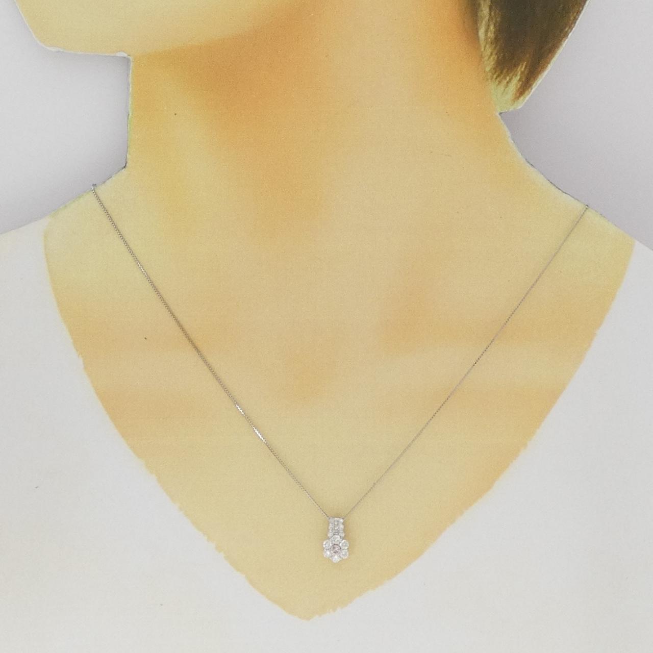 PT900/PT850 フラワー ピンクダイヤモンド ネックレス 0.09CT