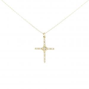 K10YG クロス ダイヤモンド ネックレス 0.06CT