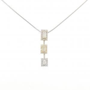 750スリーカラー/K18WG ダイヤモンド ネックレス 1.31CT