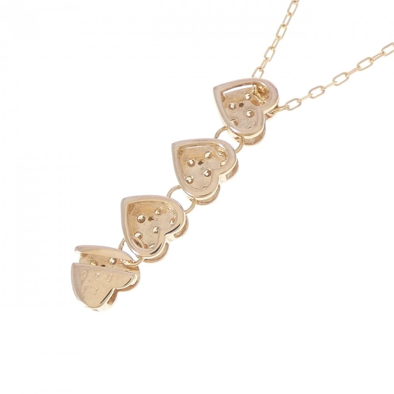 K18PG 2WAY ハート ダイヤモンド ネックレス 0.20CT