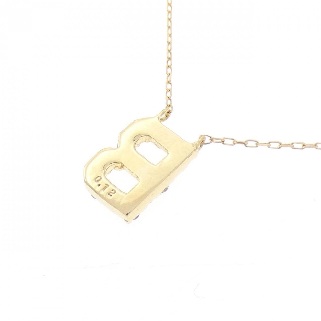K18YG イニシャルB ダイヤモンド ネックレス 0.12CT