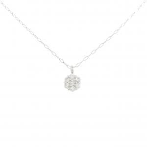 PT900/PT850 フラワー ダイヤモンド ネックレス 0.10CT