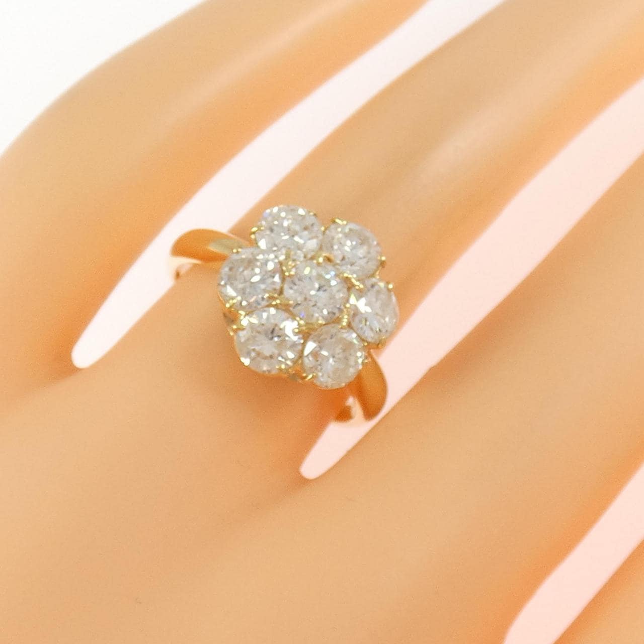 K18YG フラワー ダイヤモンド リング 2.32CT