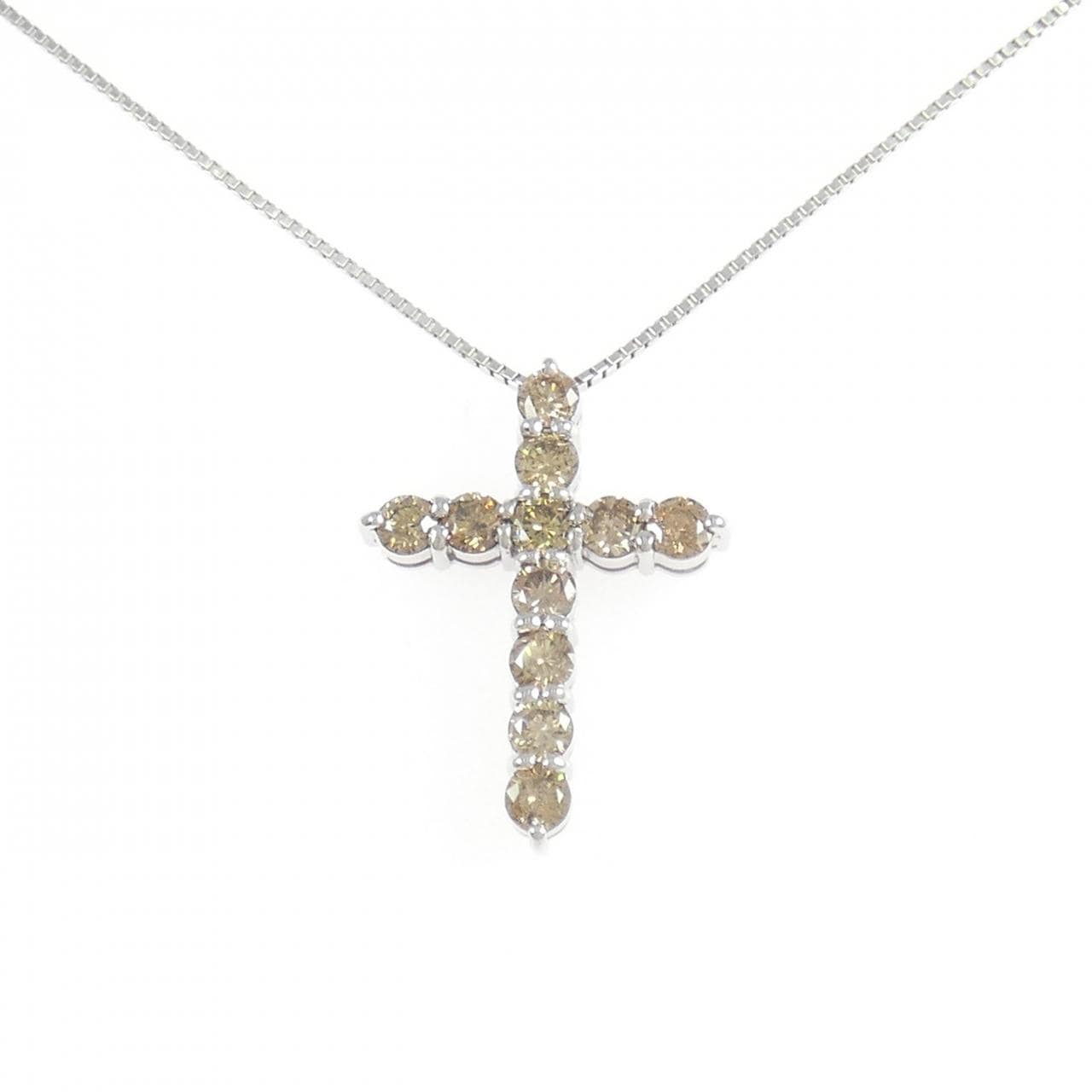 K18WG クロス ダイヤモンド ネックレス 2.00CT