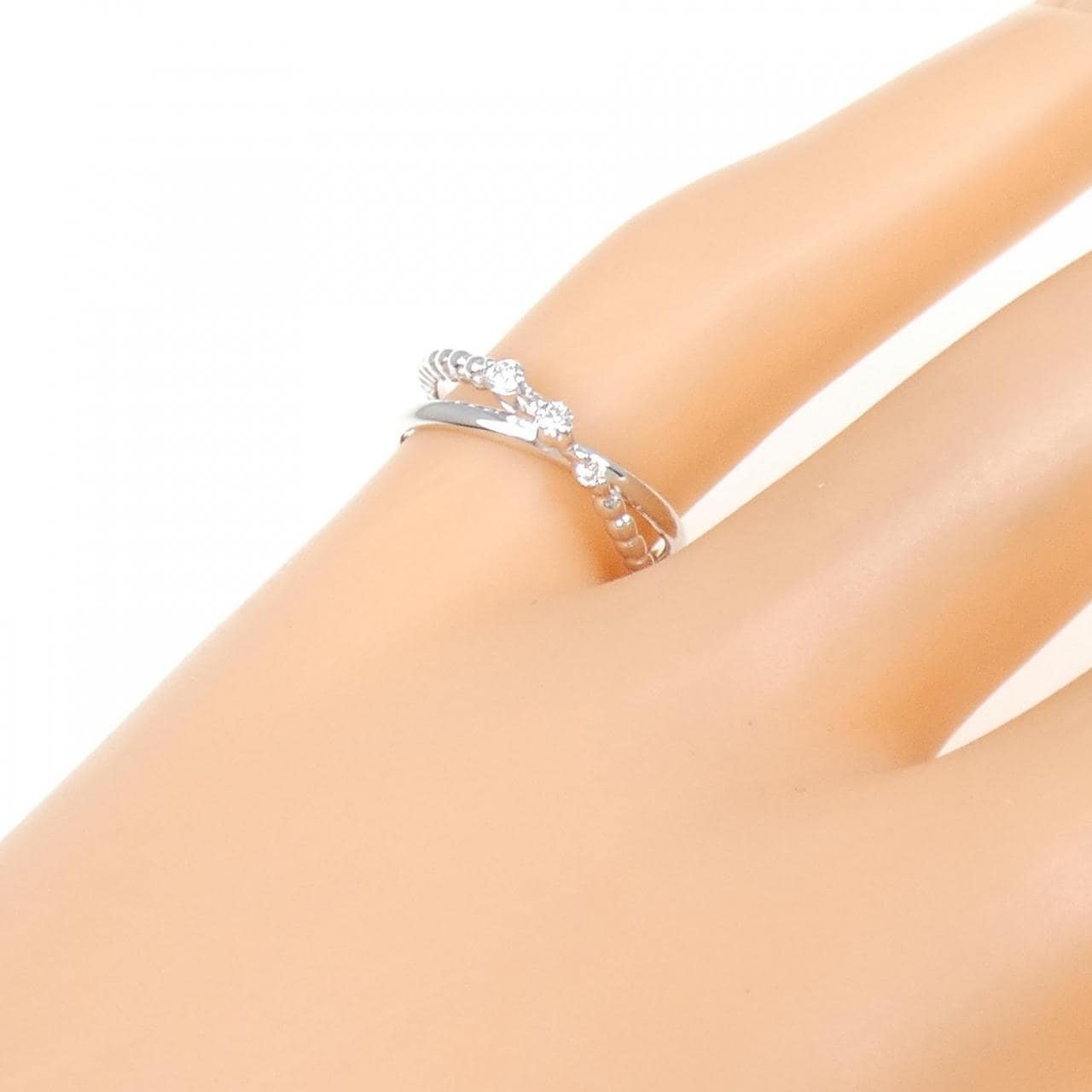 K18WG ダイヤモンド ピンキー リング 0.06CT