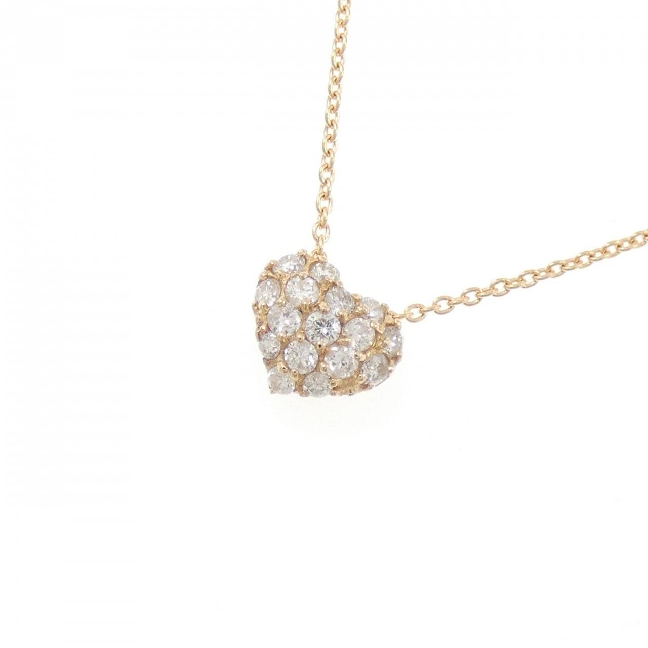 K18PG パヴェ ハート ダイヤモンド ネックレス 0.20CT