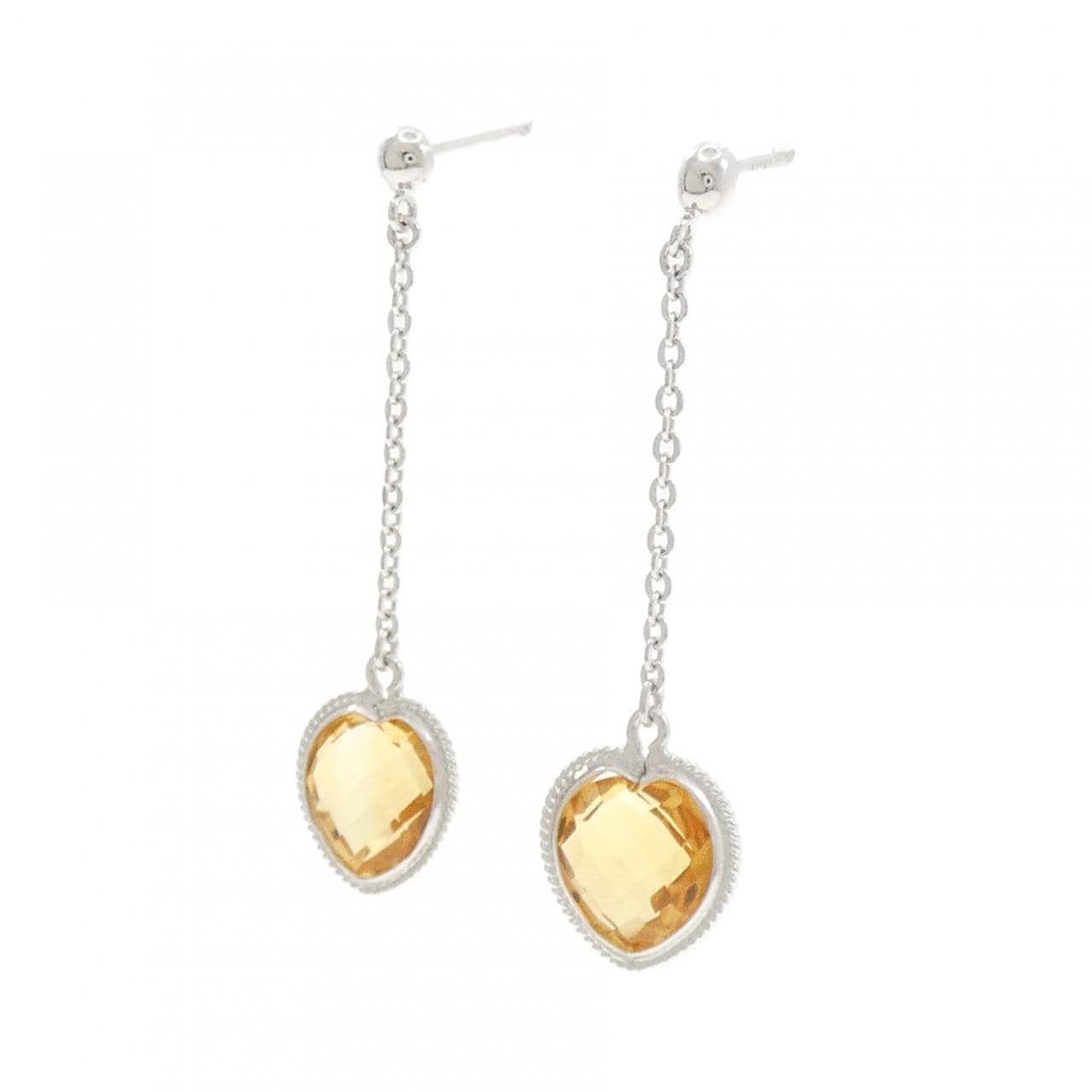 K18WG ハート シトリン ピアス