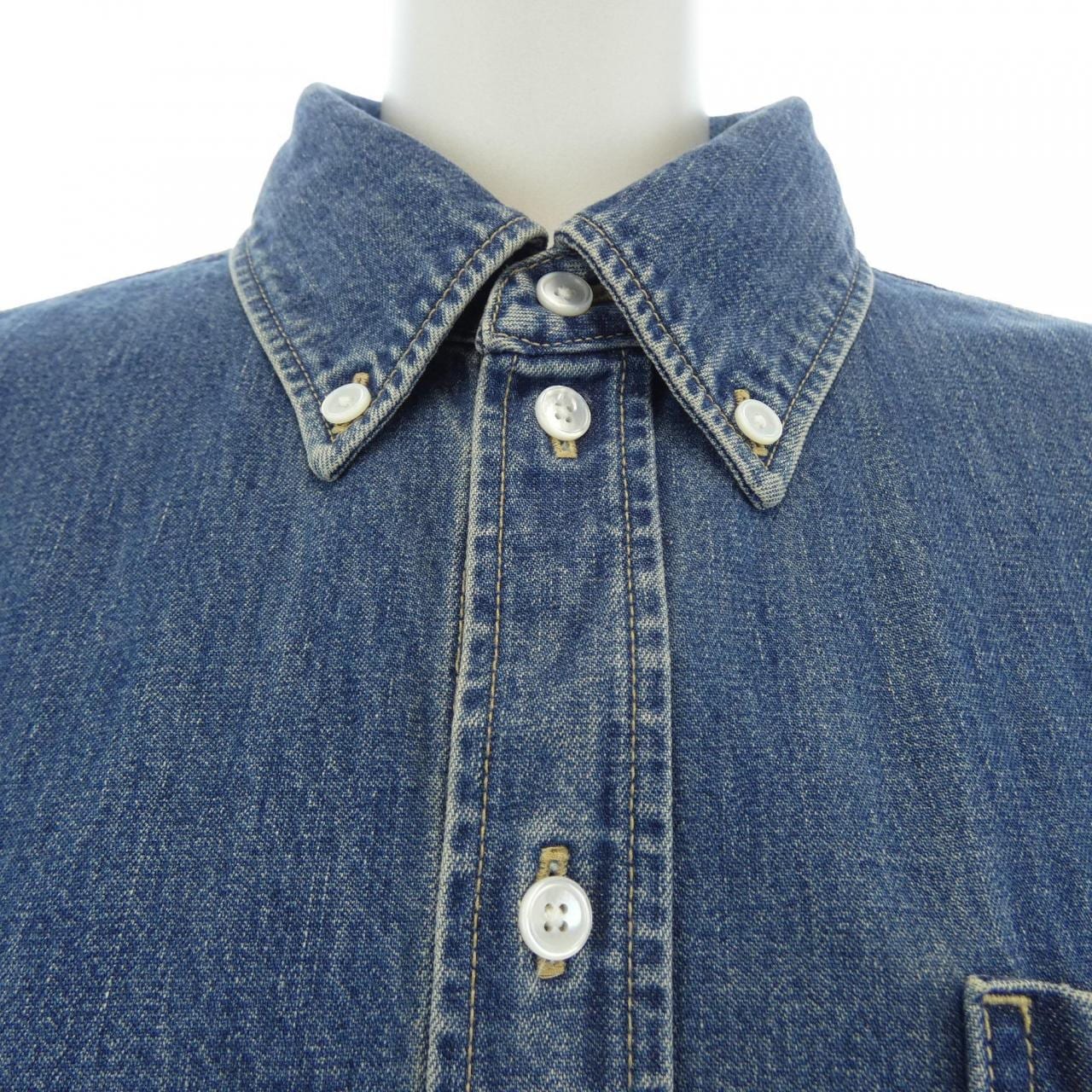 セリーヌ CELINE ユニオンオーシャンウォッシュデニム クロップドシャツ トリオンフ 2T187459N シャツ