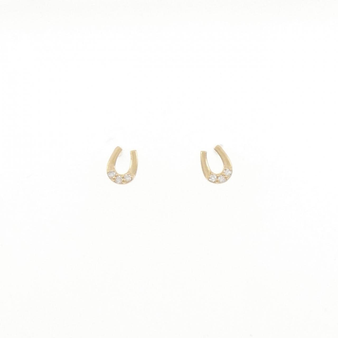 K18YG ホースシュー ダイヤモンド ピアス