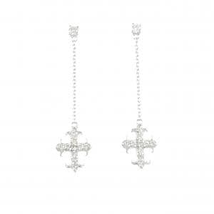 K14WG クロス ダイヤモンド ピアス 0.30CT