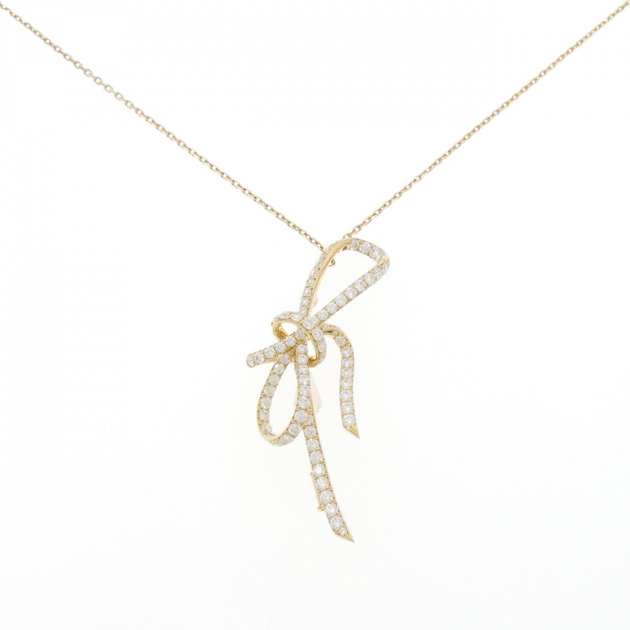 K18YG リボン ダイヤモンド ネックレス 2.28CT
