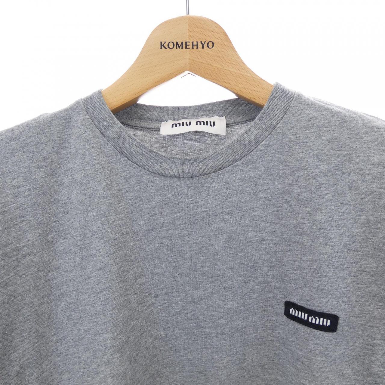 ミュウミュウ MIU MIU ジャージーTシャツ MIU MIUロゴ MJE15 SOOO 137E. Tシャツ