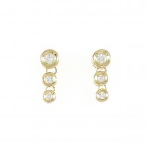 K18YG スリーストーン ダイヤモンド ピアス