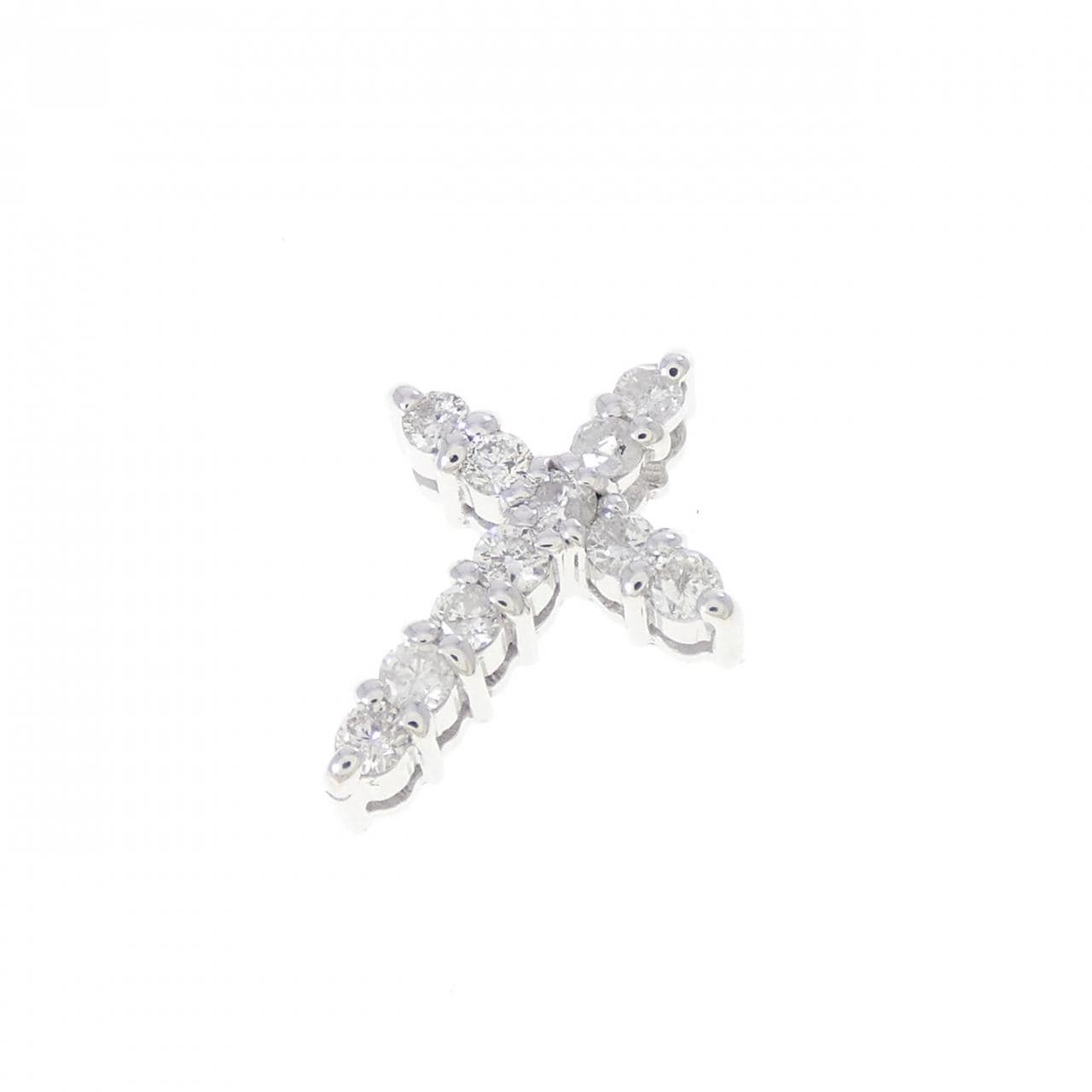 K14WG クロス ダイヤモンド ペンダント 0.22CT