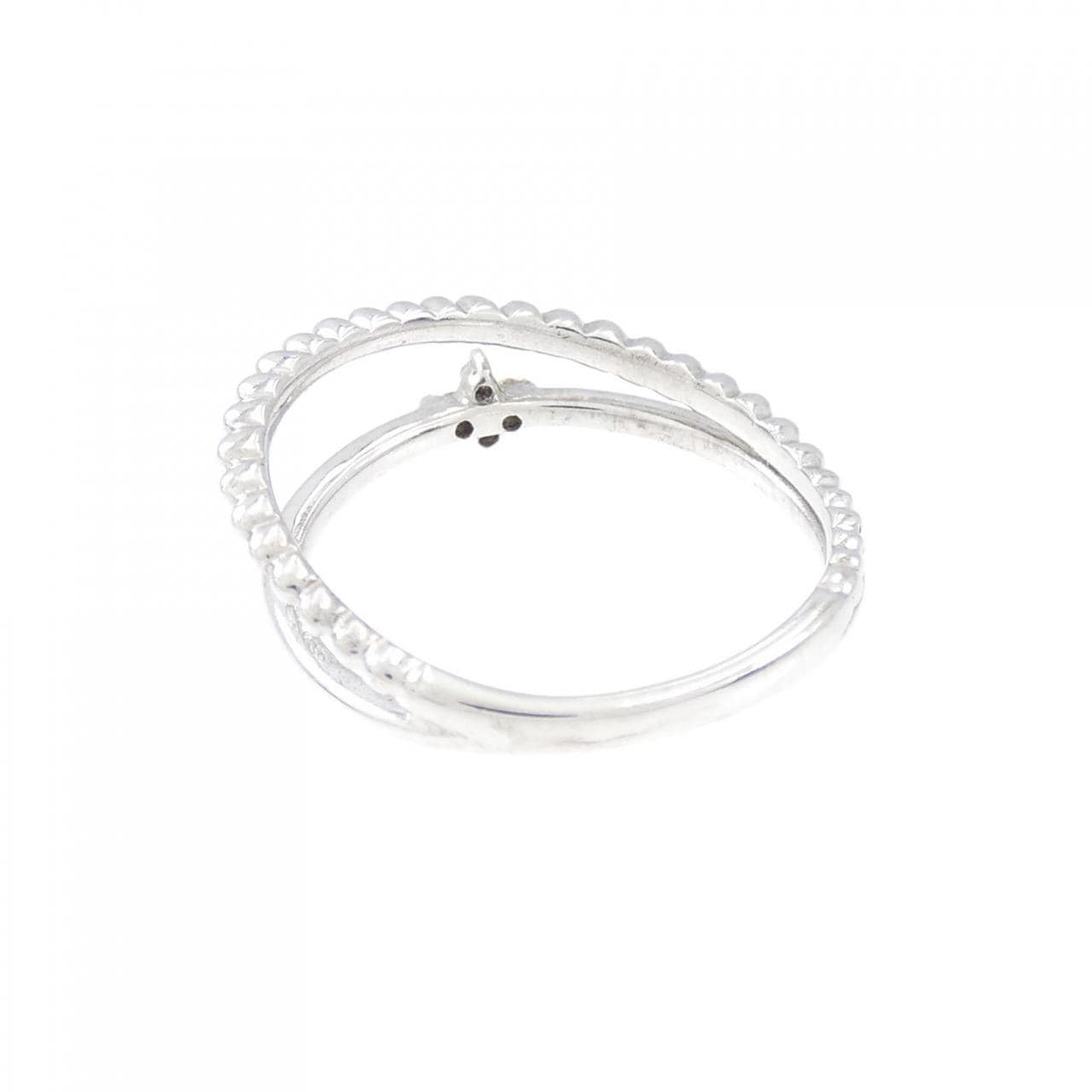 Jewelry】K10WG フラワーモチーフ ダイヤモンド デザインリング A.0.04