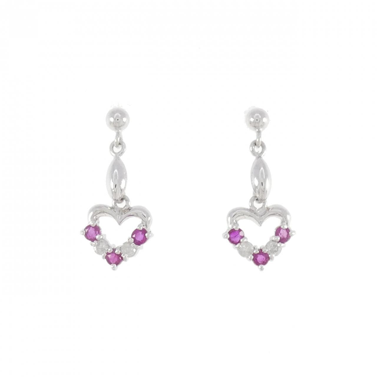 PT Heart Ruby Earrings