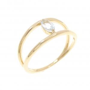 【新品】K18YG アクアマリン リング