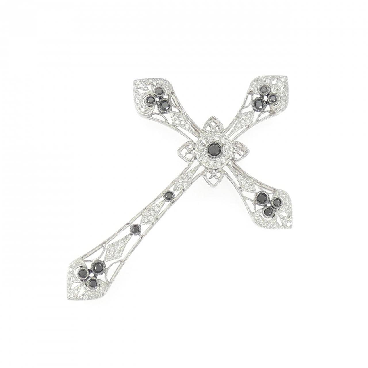 750WG/750BG クロス ダイヤモンド ペンダント 0.37CT