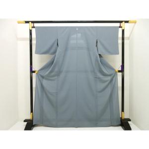 【未使用品】単衣　絽ちりめん色無地　丸に三ツ鱗