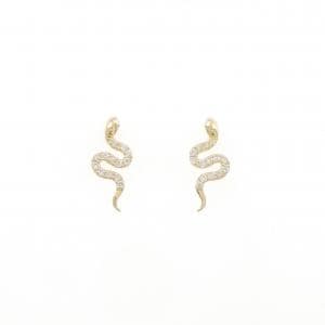 【新品】K18YG スネーク ダイヤモンド ピアス 0.12CT