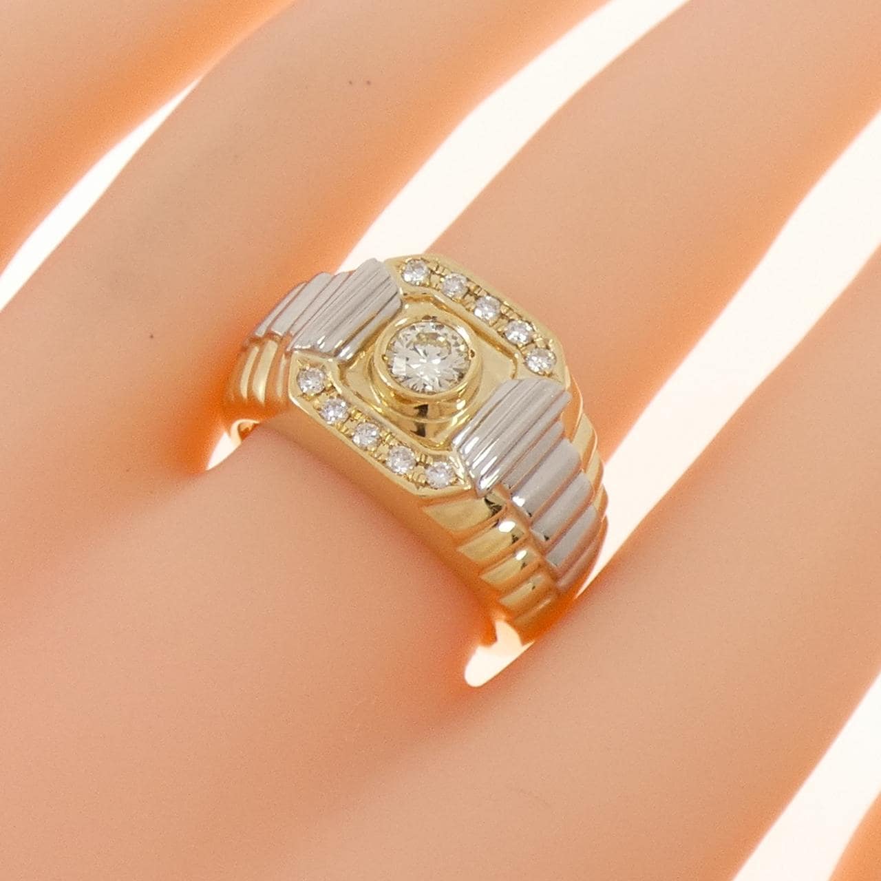 K18YG/PT900 ダイヤモンド リング 0.43CT