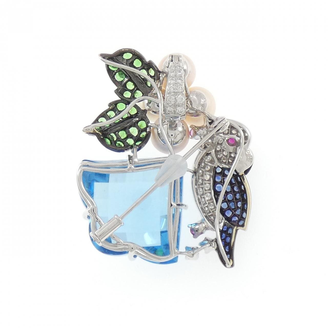 750WG/750BG バード カラーストーン ブローチ