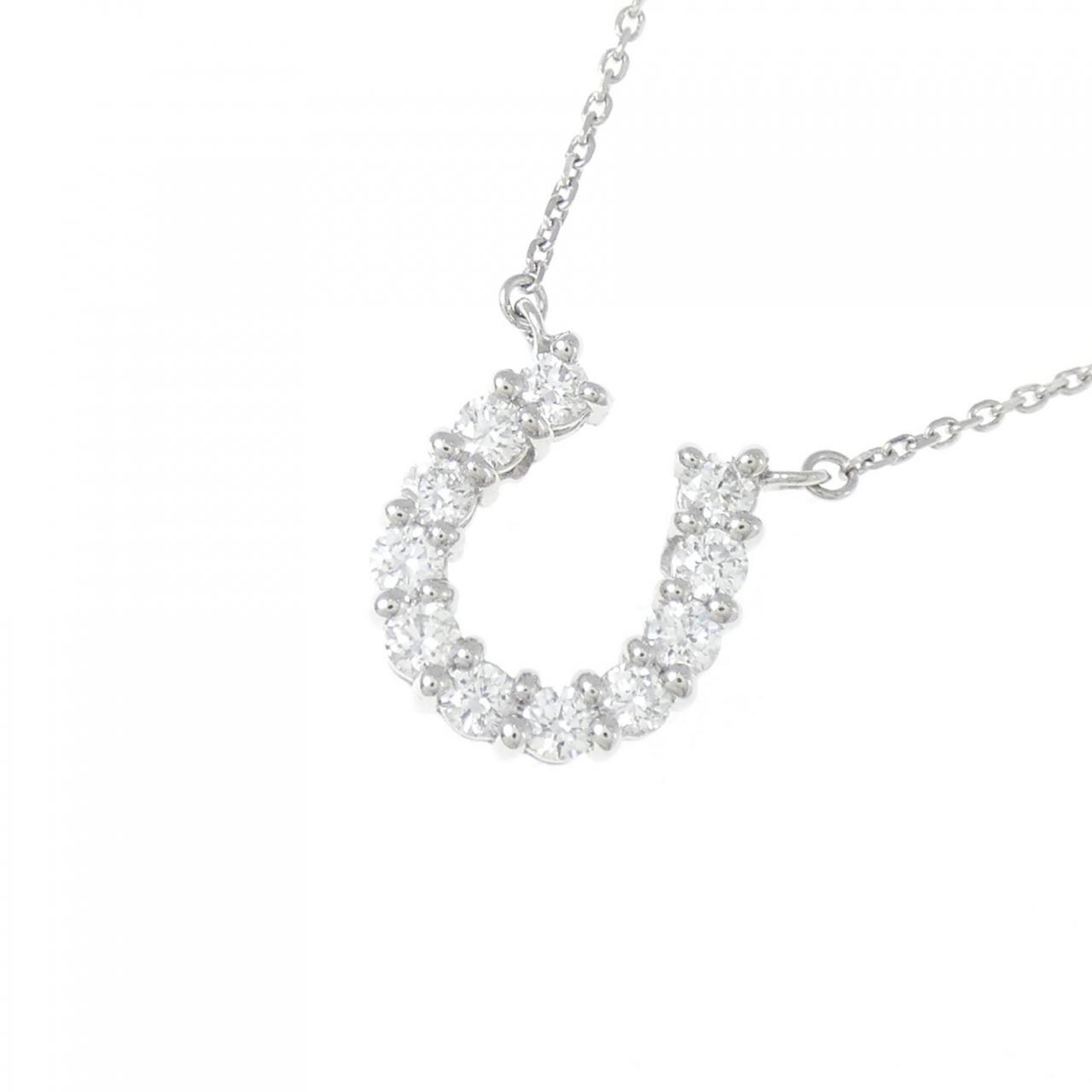 【新品】PT900/PT850 ホースシュー ダイヤモンド ネックレス 0.318CT