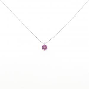 K18WG フラワー ルビー ネックレス 0.25CT