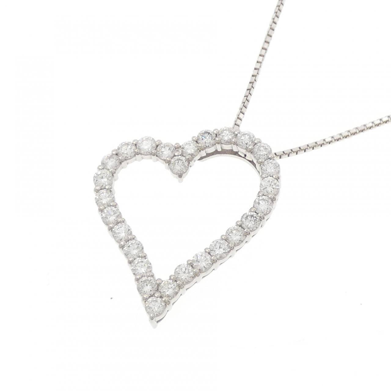 K18WG ハート ダイヤモンド ネックレス 0.83CT
