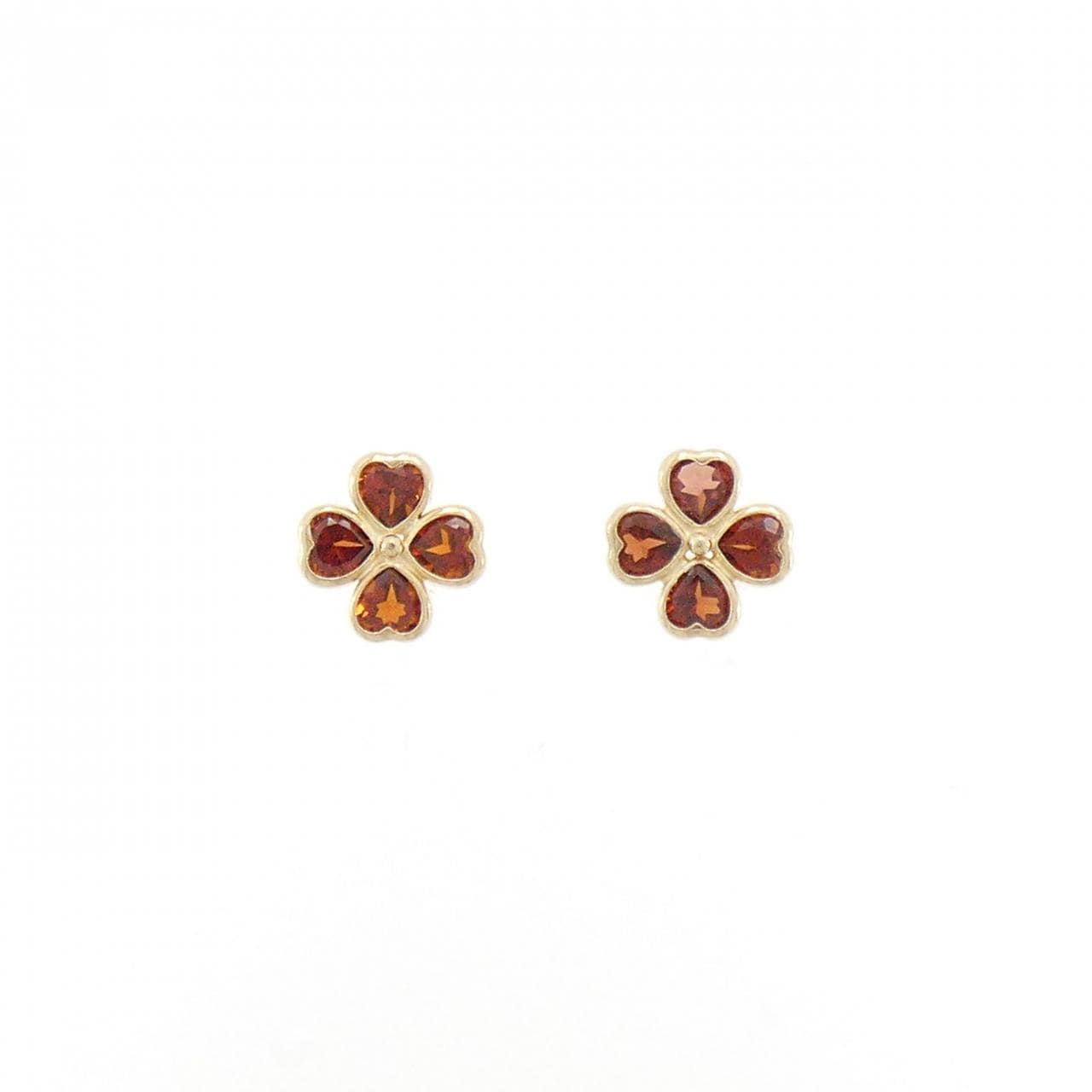 【新品】K10YG フラワー ガーネット ピアス