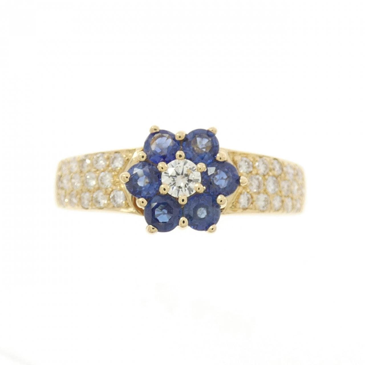 K18YG フラワー サファイヤ リング 0.50CT