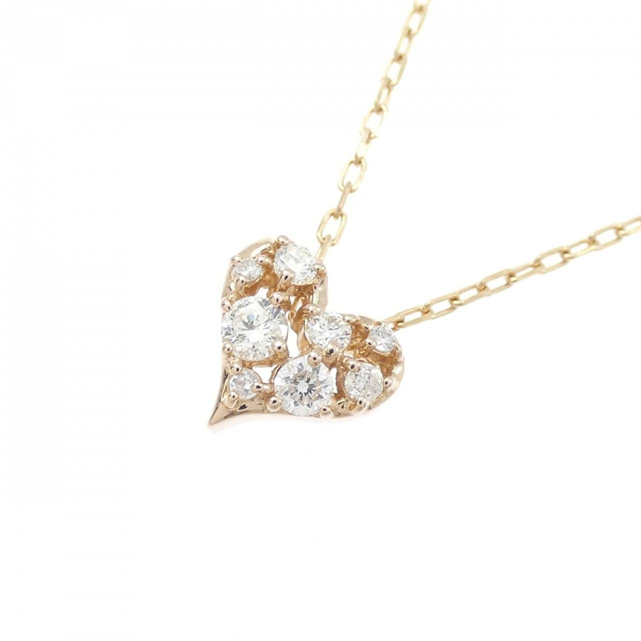K18PG ハート ダイヤモンド ネックレス 0.15CT