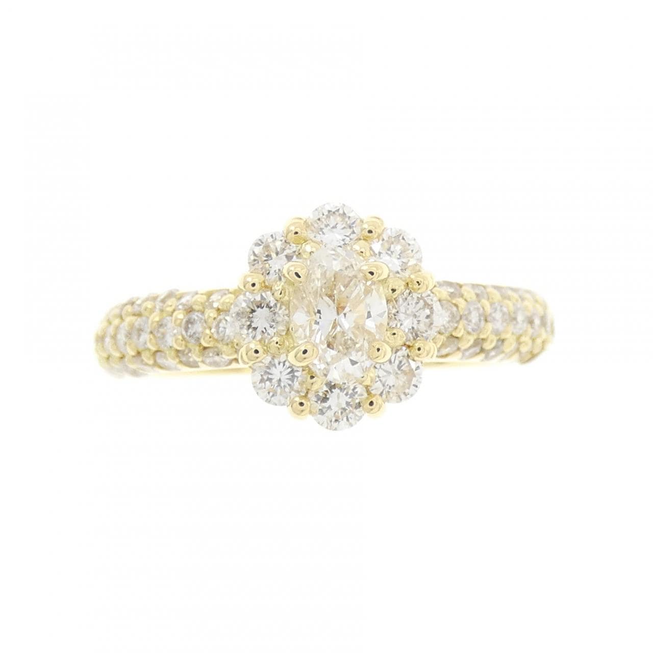 K18YG フラワー ダイヤモンド リング 0.28CT