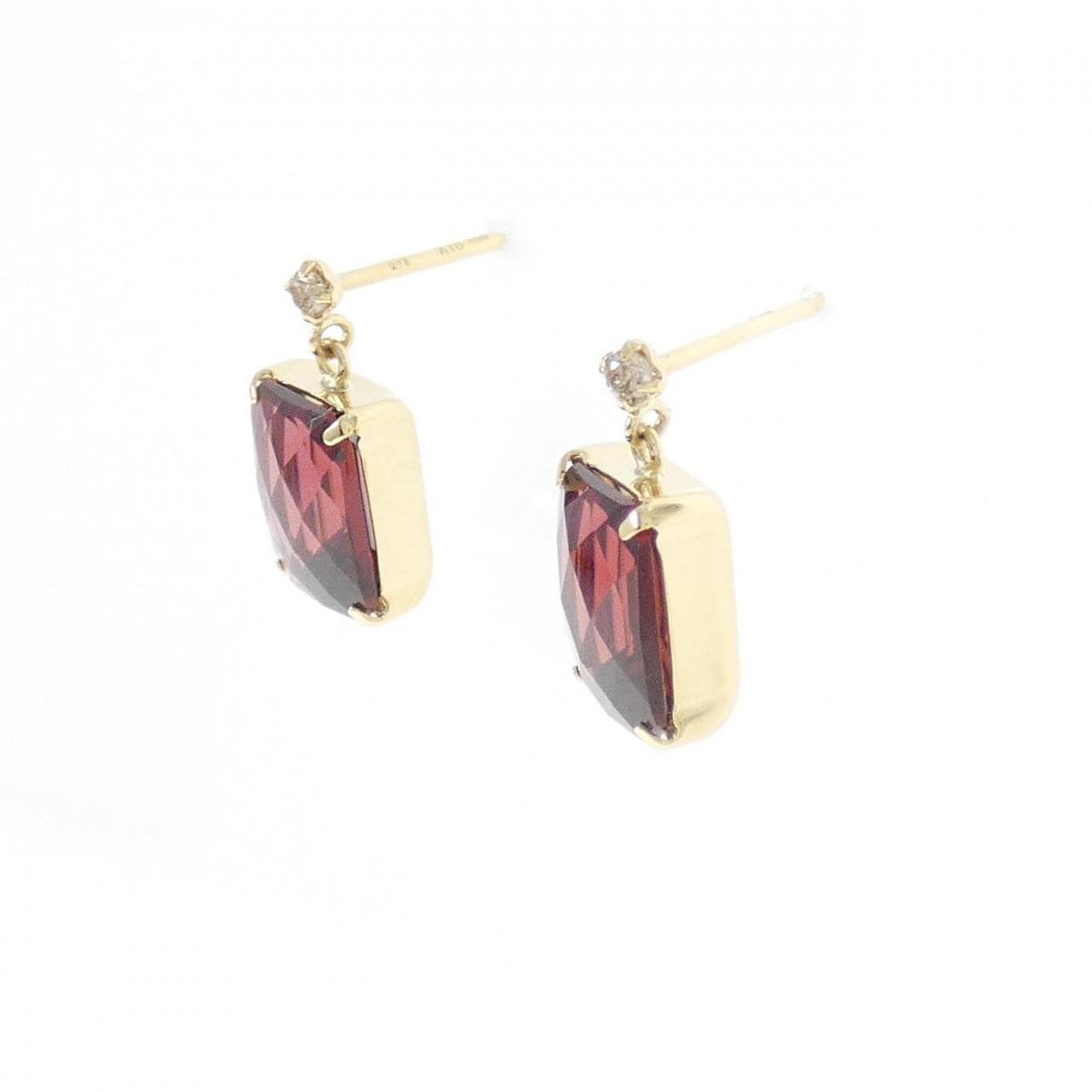 K18YG石榴石耳环 4.00CT