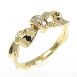K18YG リボン ダイヤモンド リング 0.03CT