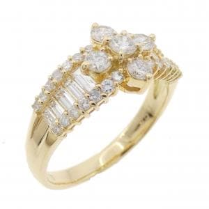 K18YG フラワー ダイヤモンド リング 1.05CT
